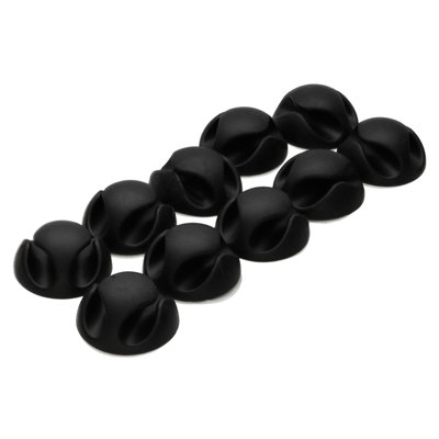 B&Q -  Desk Cable Tidy Double Channel Self Adhesive Sticky Pads (10 Pack) Black