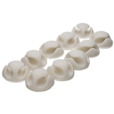 B&Q -  Desk Cable Tidy Double Channel Self Adhesive Sticky Pads (10 Pack) White