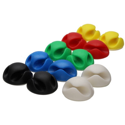 B&Q -  Desk Cable Tidy Double Channel Self Adhesive Sticky Pads (12 Pack) Mixed Colour