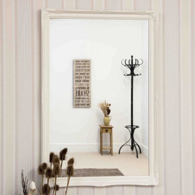 B&Q -  Fraser White Beaded Dress Mirror 98 X 68 Cm