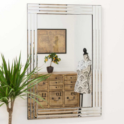 B&Q -  Oakley All Glass Triple Edge Bevelled Mirror 90 X 60 Cm