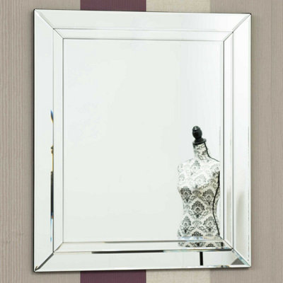 B&Q -  Frameless Cranbury All Glass Mirror 68 X 58 Cm