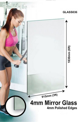 B&Q -  Circuitt 4mm Sheet Mirror Glass With Polished Edges 183 X 91Cm (6Ft X 3Ft)