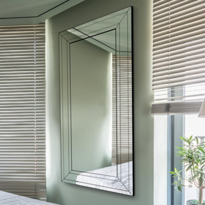 Mirroroutlet Langley All Glass Modern Bevelled Leaner Mirror 174 X 85Cm from B&Q