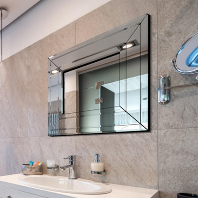 Mirroroutlet Langley All Glass Modern Bevelled Mirror 68 X 58Cm from B&Q