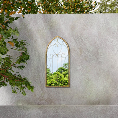 Mirroroutlet Chelsea Metal Arch Shaped Decorative Window Garden Mirror 100Cm X 50Cm from B&Q