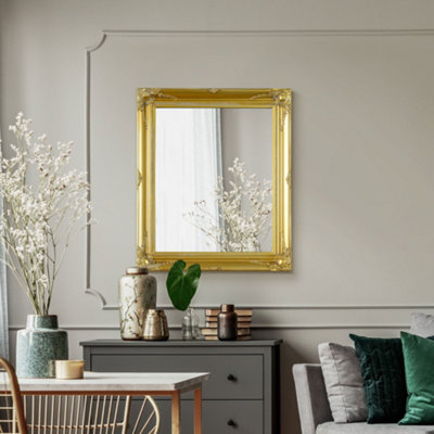 B&Q -  Hamilton Vintage Gold Antique Design Small Mirror 76 X 66Cm