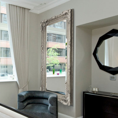 Mirroroutlet Carved Louis Silver Antique Full Length Leaner Dress Mirror 175 X 90Cm from B&Q