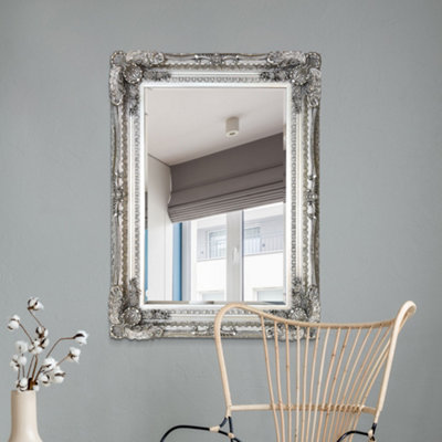 B&Q -  Carved Louis Silver Antique Style Wall Mirror 120 X 90