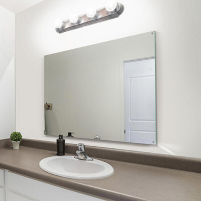 B&Q -  4mm Sheet Mirror Glass Polished Edges With 4 Holes 100 X 70Cm