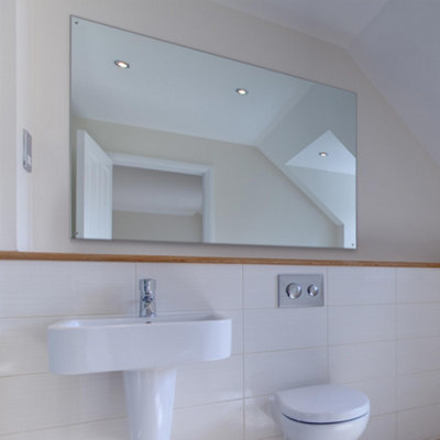 B&Q -  4mm Sheet Mirror Glass Polished Edges With 4 Holes 120 X 80Cm
