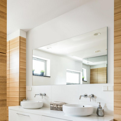 B&Q -  4mm Sheet Mirror Glass Polished Edges With 4 Holes 150 X 100Cm