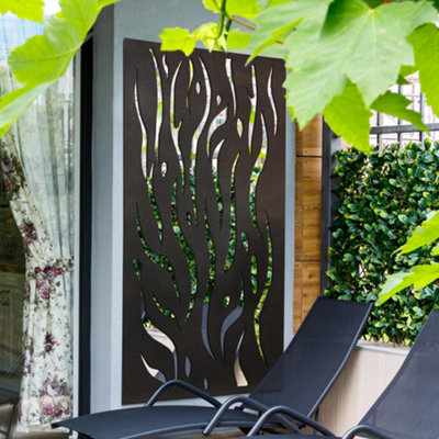 Mirroroutlet Amarelle Metal Flame Decorative Garden Screen Mirror 180Cm X 90Cm Extra Large