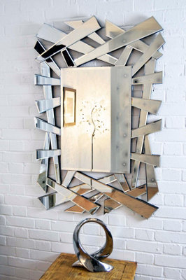 Mirroroutlet All Glass Langdale Stylised Hexagonal Lines Mirror 120 X 82 from B&Q