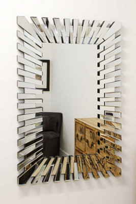 Mirroroutlet Starburst All Glass Venetian Frameless Large Wall Mirror 120 X 80 Cm from B&Q