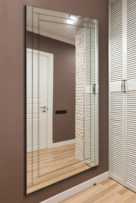 Mirroroutlet Luxford All Glass Bevelled Large Full Length Mirror 174 X 85Cm5Ft9 X 2Ft9 from B&Q