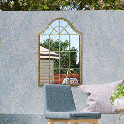 Mirroroutlet Metal Arch Shaped Decorative Rustic Green Window Garden Mirror 92 X 63Cm from B&Q