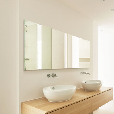 B&Q -  4mm Sheet Mirror Glass With 4 Holes Polished Edges160 X 80Cm