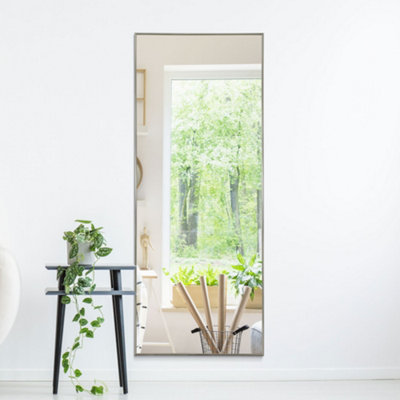 Mirroroutlet Manhattan Pewter / Silver Aluminium Framed Modern Wall Mirror 153 X 61.5Cm from B&Q