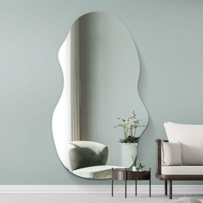 Mirroroutlet The Lacuna Frameless Pond Wall Mirror 71" X 32" (180Cm X 80Cm) from B&Q