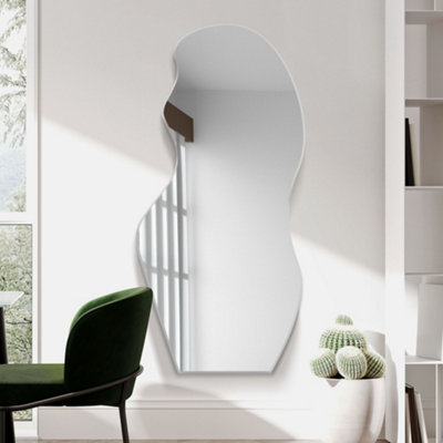 Mirroroutlet The Lacuna Frameless Pond Leaner / Wall Mirror 47" X 20" (120Cm X 50Cm) from B&Q