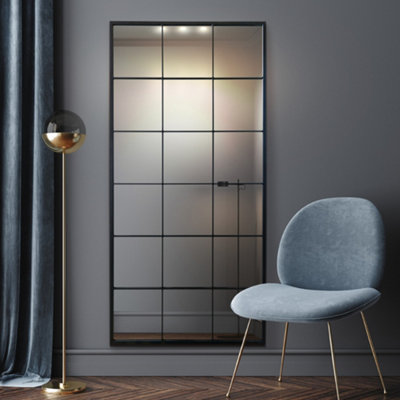 Mirroroutlet The Fenestra Black Modern Window Leaner / Wall Mirror 69" X 33" 174Cm X 85Cm from B&Q