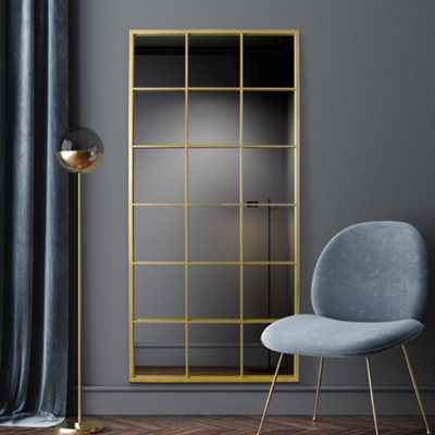 Mirroroutlet The Fenestra Gold Modern Window Leaner / Wall Mirror 69" X 33" 174Cm X 85Cm from B&Q
