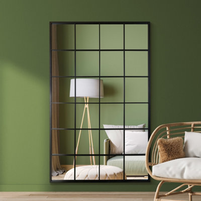 Mirroroutlet The Fenestra Black Modern Window Leaner / Wall Mirror 69" X 43" 174Cm X 110Cm from B&Q