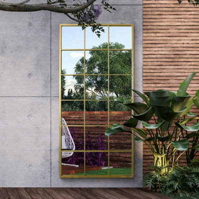 Mirroroutlet The Genestra Gold Modern Window Garden Wall Mirror 69" X 33" 174Cm X 85Cm from B&Q