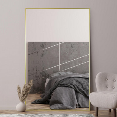 Mirroroutlet Gold Artus - Aluminium Edged Full Length Wall Leaner Mirror 68" X 43" (174Cm X 110Cm) 174Cm