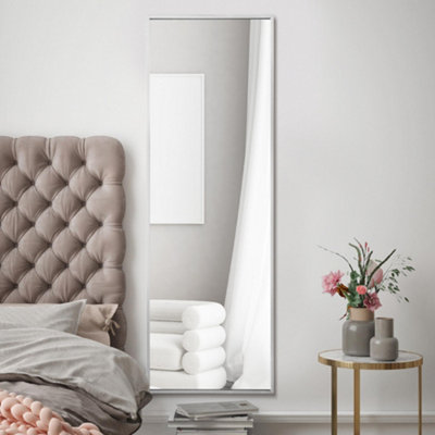 Mirroroutlet Artus Aluminium Edged Wall Leaner Mirror 47" X 16" (120Cm X 40Cm) Silver