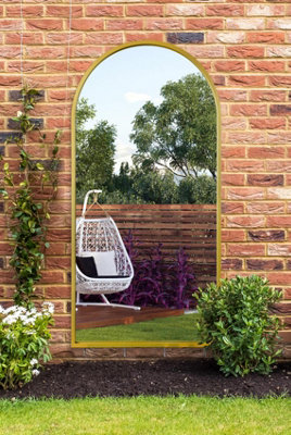 B&Q -  ArcusGold Metal Framed Arched Garden Wall Mirror 63" X 31" (160Cm X 80Cm)
