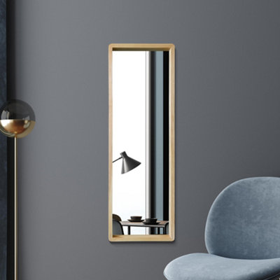 Mirroroutlet NaturalisSolid Oak Rounded Corner Leaner / Wall Mirror 47" X 15.7" (120Cm X 40Cm) Scandinavian from B&Q