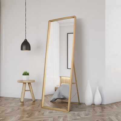 Mirroroutlet The NaturalisSolid Oak Rounded Corner Cheval Mirror 67" X 23" (170Cm X 58Cm) Scandinavian 'scandi' Inspired from B&Q