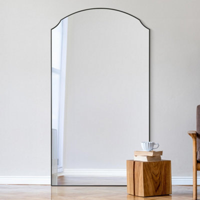 Mirroroutlet CurvaNew Black Edged Dual Arch Curved Edge Over Mantle And Wall Mirror 71"x39" (180Cm X 100Cm) from B&Q