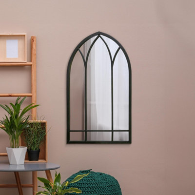Mirroroutlet Window Arcus Black Metal Framed Arched Wall Mirror 32" X 19" (83Cm X 48Cm) from B&Q