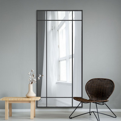 Mirroroutlet FenestraBlack Contemporary Wall And Leaner Mirror 71" X 33" (180 X 85Cm) from B&Q