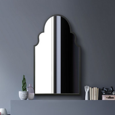 Mirroroutlet Arcus Black Metal Framed Arched Wall Mirror 41" X 24" (104Cm X 61Cm) from B&Q