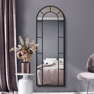  - Mirroroutlet ArcusBlack Framed Arched Leaner / Wall Mirror 67" X 24" (170Cm X 60Cm)