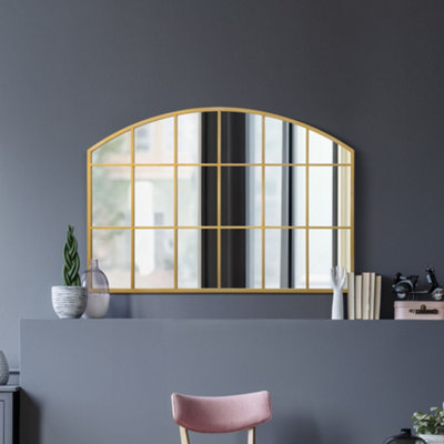 Mirroroutlet Over Mantle ArcusGold Framed Arched Wall Mirror 43" X 29" (110Cm X 75Cm) from B&Q