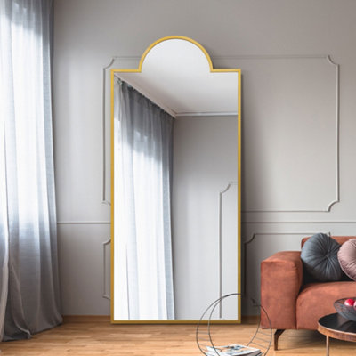 Mirroroutlet Fenestra ArchedFull Length Gold Modern Wall And Leaner Mirror 75" X 33" (190 X 85Cm) from B&Q