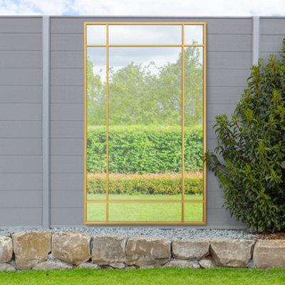 Mirroroutlet - The Genestra - Contemporary Wall & Leaner Garden Mirror 71"X 43" (180 X 110 Cm) Gold