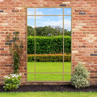 Mirroroutlet - The Genestra - Contemporary Wall & Leaner Garden Mirror 79"X 47" (200 X 120 Cm) Gold