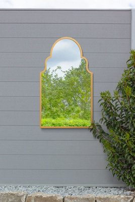 B&Q - MirroroutletThe ArcusGold Metal Framed Arched Garden Wall Mirror 41"x 24" (104 X 61 Cm)