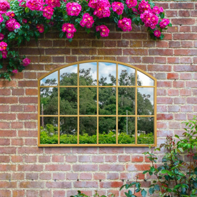 Mirroroutlet The Arcus Gold Arched Wall Garden Mirror 90Cm X 65Cm from B&Q