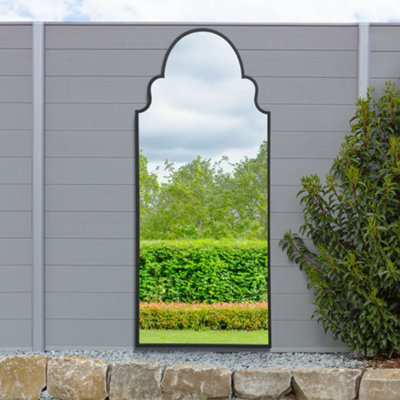 Mirroroutlet The Arcus Arched Leaner Wall Garden Mirror 200 X 85Cm Black