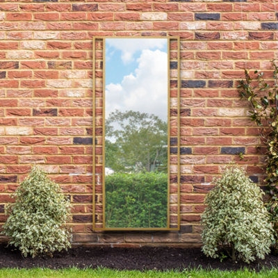 B&Q -  The Genestra Gold Modern Wall Leaner Garden Mirror 180 X 80Cm