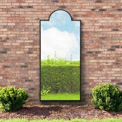 B&Q -  GenestraBlack Modern Wall & Leaner Garden Mirror 75"x 33" 190X85Cm