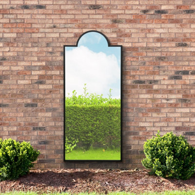 B&Q -  GenestraBlack Contemporary Wall & Leaner Garden Outdoor Mirror 67"x 29" 170X75Cm