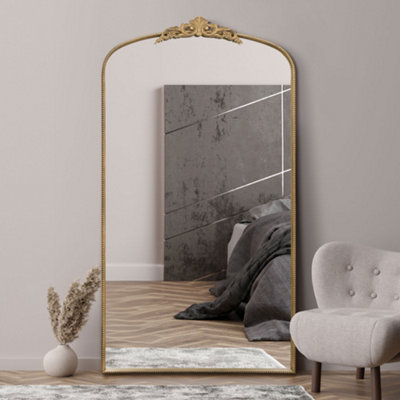 Mirroroutlet CrownGold Metal Framed Arched Wall Mirror With Decorative Crown 68" X 38" (174Cm X 96Cm) from B&Q
